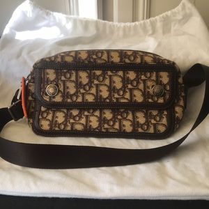 Christian Dior vintage brown canvas handbag